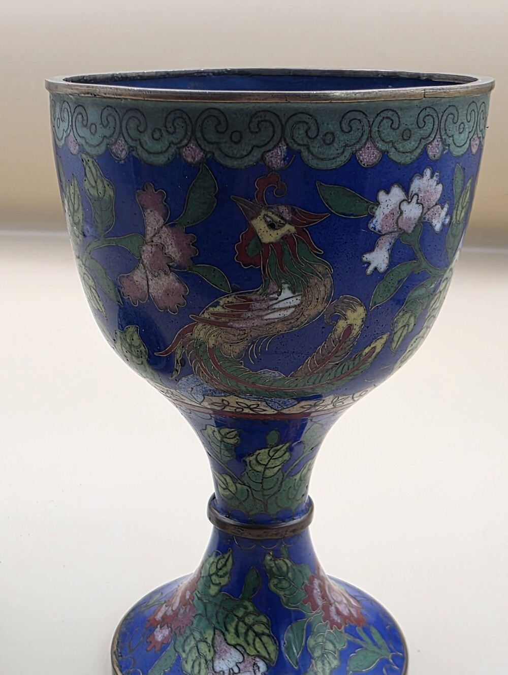 Antique Chinese Cloisonne Floral Enameled Compote Pedestal Jar w/Lid - 7"